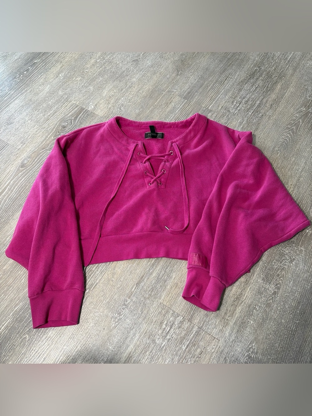 Victoria's Secret Magenta Lace-Up Cropped Sweatshirt - L